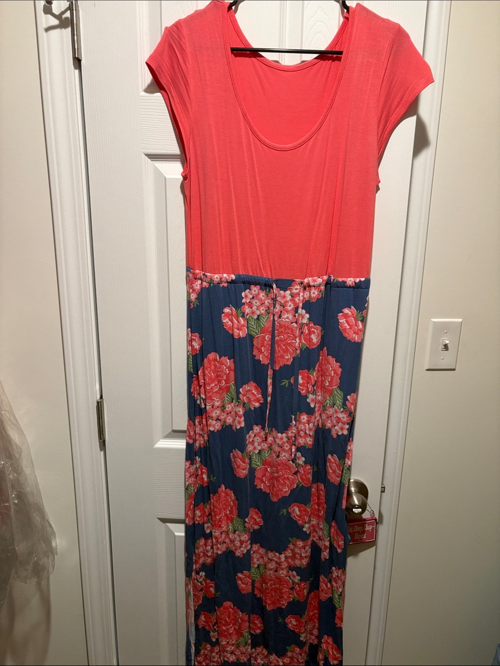 Serra Coral and Navy Floral Maxi Dress - Women